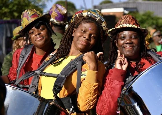 Steel pan musicians performing at Steel Scenes